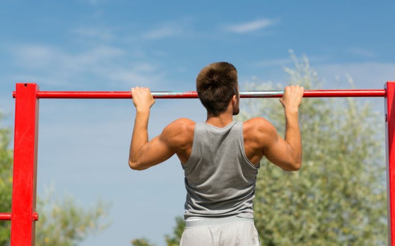 Assisted pull-ups with resistance bands