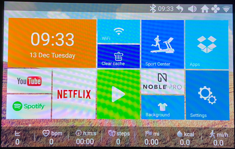 Noble pro elite e8i treadmill review home screen