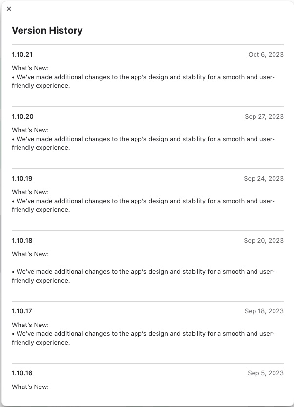 Joggo version history