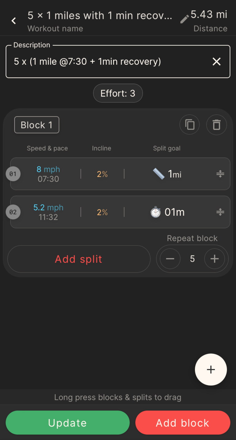 noblepro kinni app create custom workout with splits