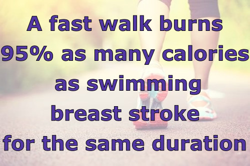 calories burned walking vs swimming